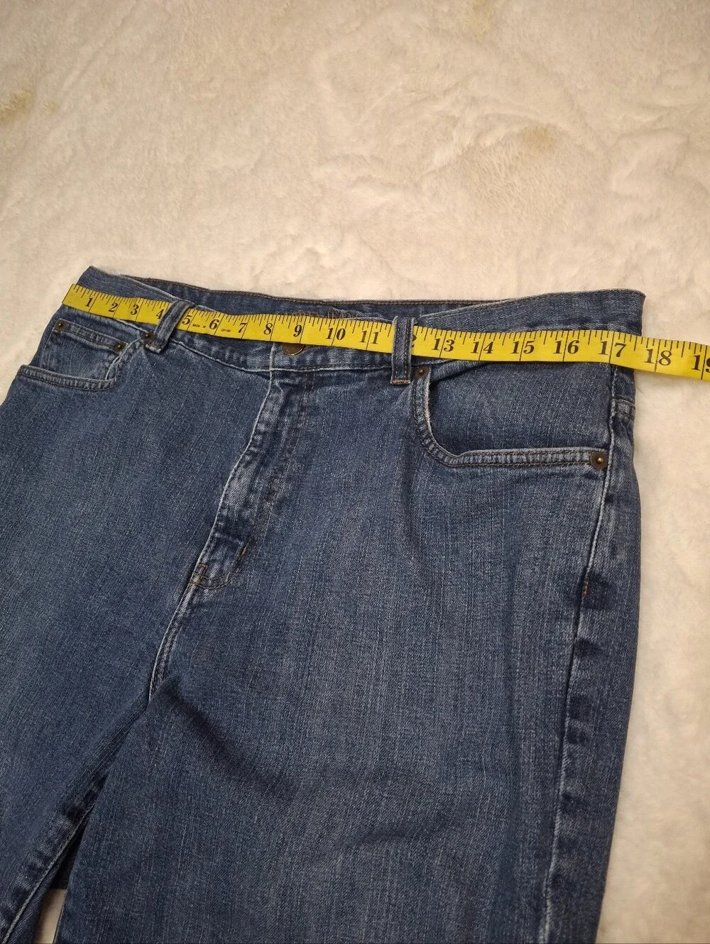 Y2K Lauren Jean Co. Crop Wide Leg Capri Denim Jeans Thailand Made Women Size 14 - Picture 9 of 16